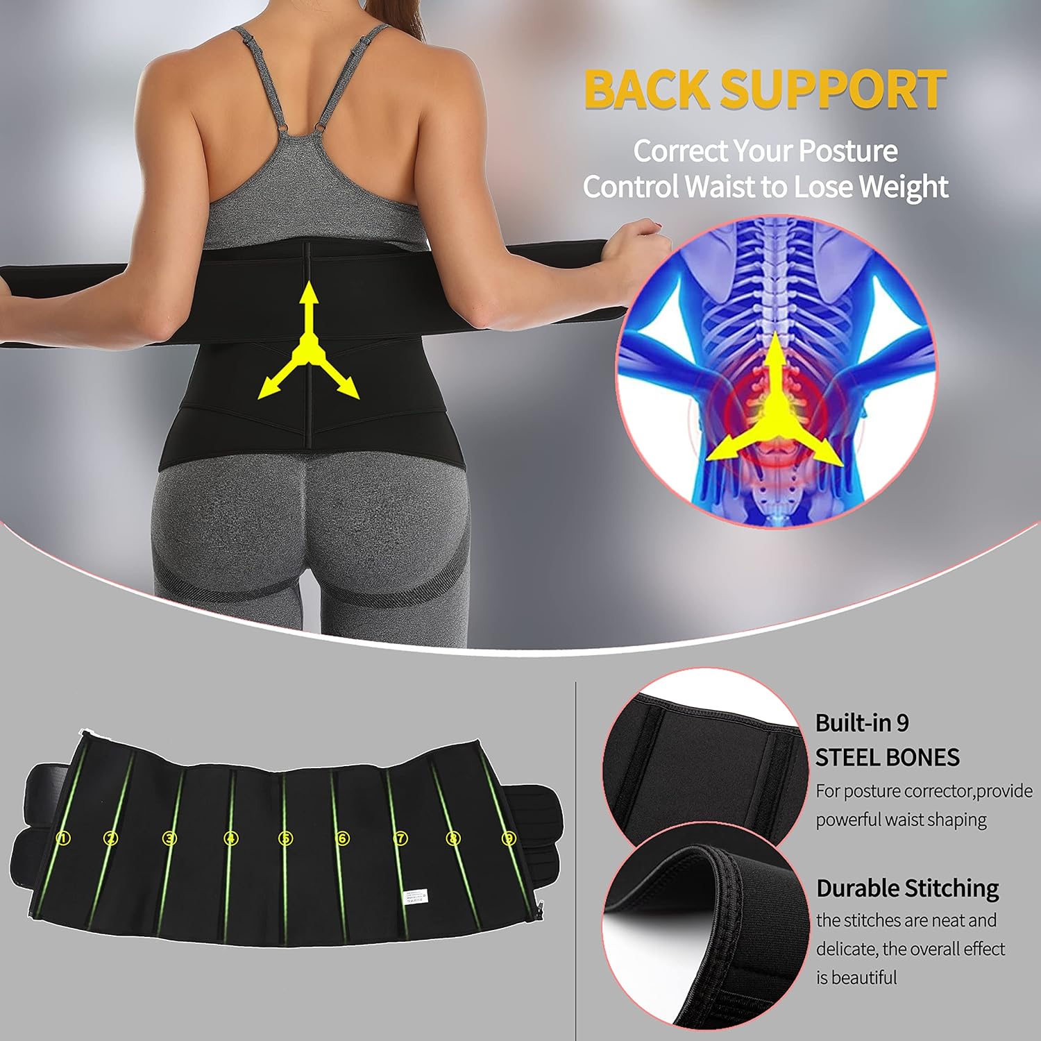 KIWI RATA Neoprene Sauna Waist Trainer Corset - Image 5