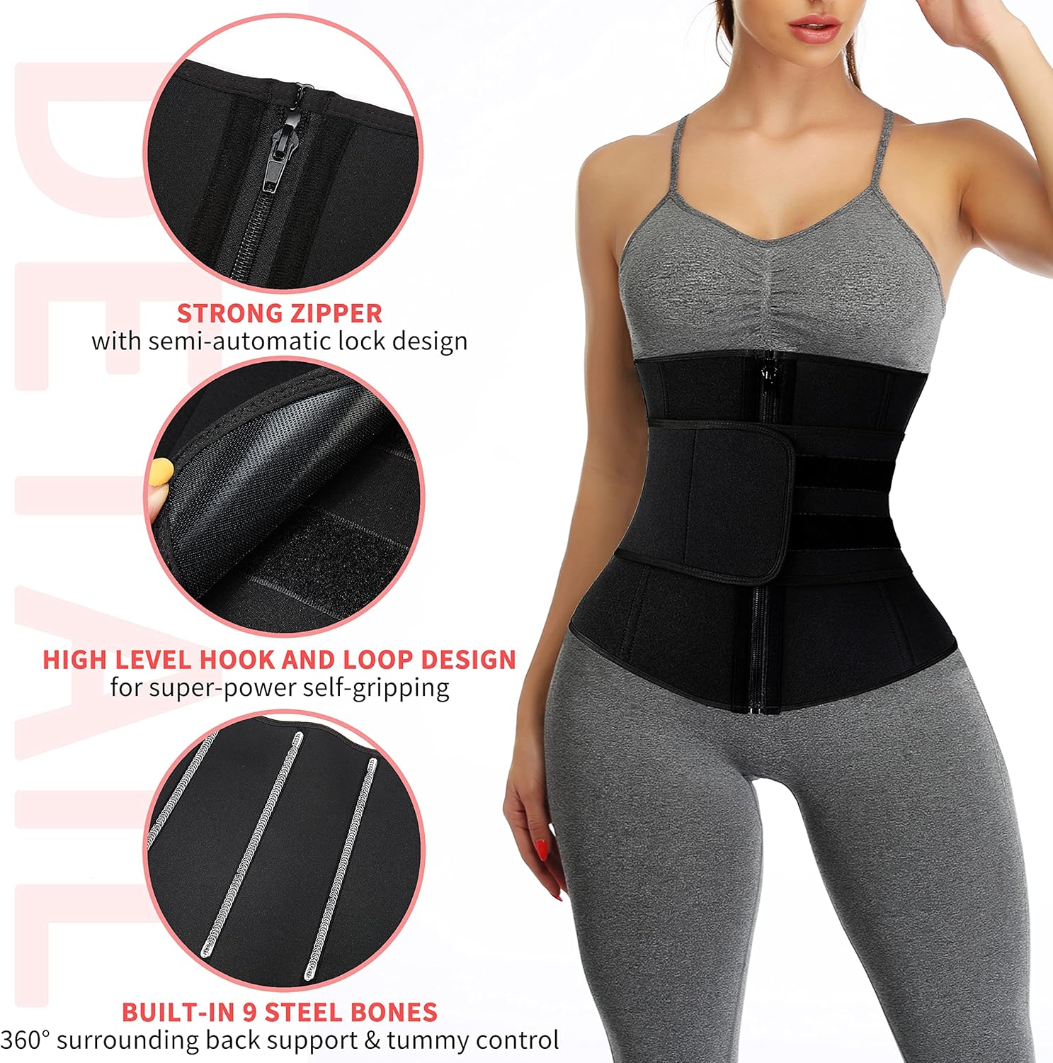 KIWI RATA Neoprene Sauna Waist Trainer Corset - Image 3